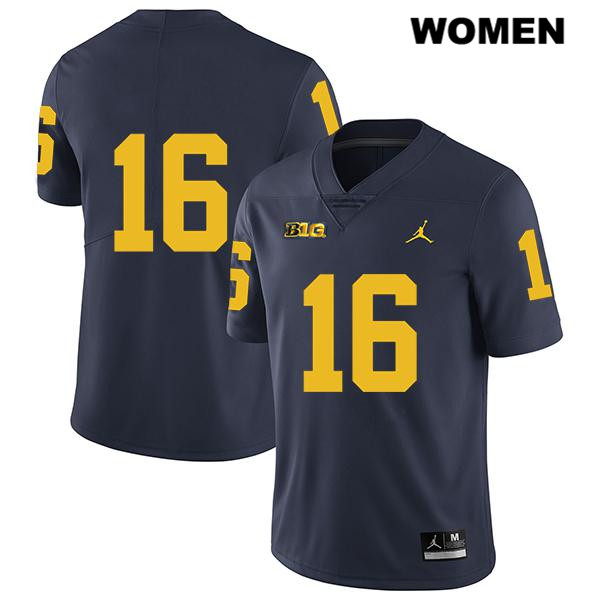 Women's NCAA Michigan Wolverines Jaylen Kelly-Powell #16 No Name Navy Jordan Brand Authentic Stitched Legend Football College Jersey EW25R16EE